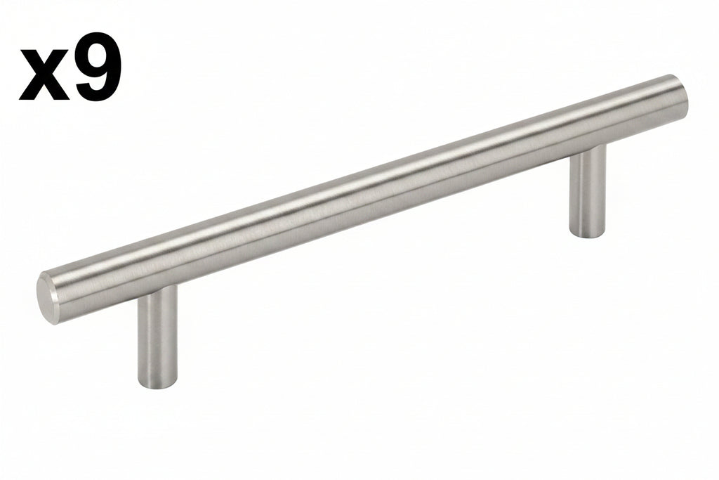 9 x Bar Pulls 5-1/16 in. (128mm) Center-to-Center Satin Nickel Bar Cabinet Pull