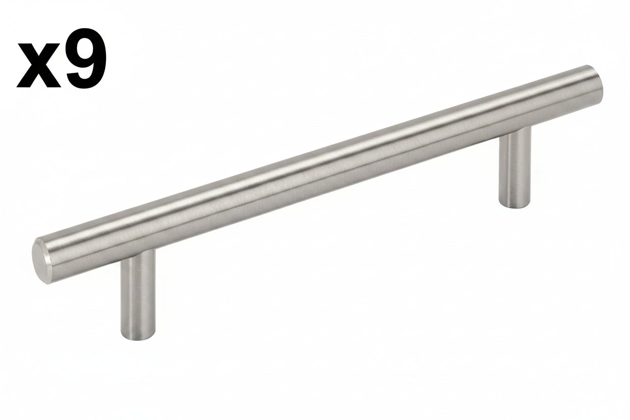 9 x Bar Pulls 5-1/16 in. (128mm) Center-to-Center Satin Nickel Bar Cabinet Pull