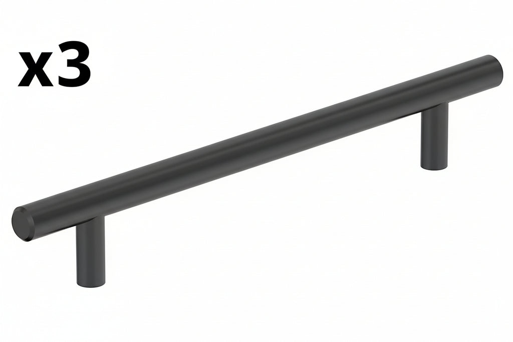 3 x Bar Pulls 6-5/16 in. (160mm) Center-to-Center Matte Black Bar Cabinet Pull - *Tools Hardware & Misc