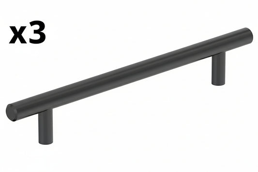 3 x Bar Pulls 6-5/16 in. (160mm) Center-to-Center Matte Black Bar Cabinet Pull
