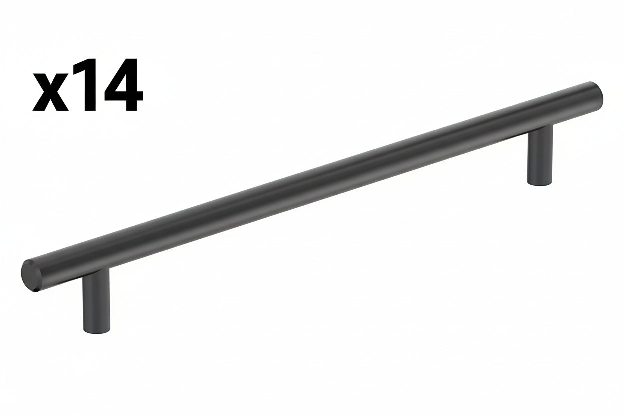 14 x Bar Pulls 8-13/16 Inch 224mm Center-to-Center Matte Black Cabinet Pull