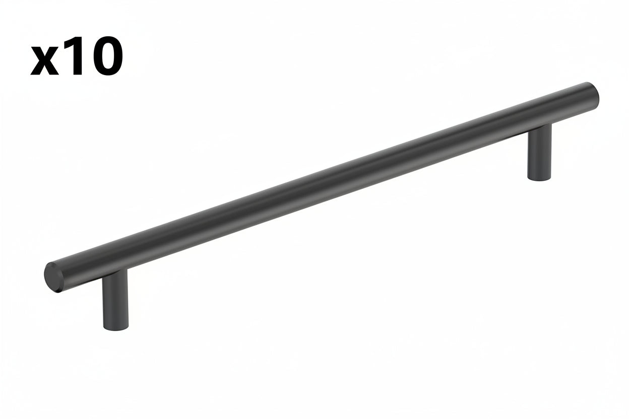 10 x Bar Pulls 8-13/16 in. (224mm) Center-to-Center Matte Black Bar Cabinet Pull