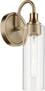 Kichler 55209 Kavi 13" Tall Bathroom Sconce with Clear Glass Shade Champagne Bronze