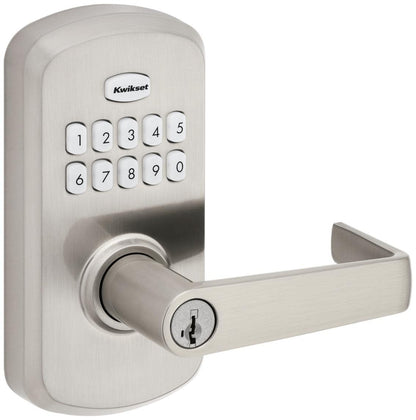 Kwikset 955KNL-S SmartCode 955 Electronic Keypad Entry Leverset with Kingston Lever Satin Nickel