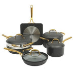 Frok 10 Piece Pots and Pans 4MM Thick Quick Heat Aluminum Cookware Set W/Premium PFA Free Ceramic Nonstick Interior Heat Resistant Exterior - Inductio
