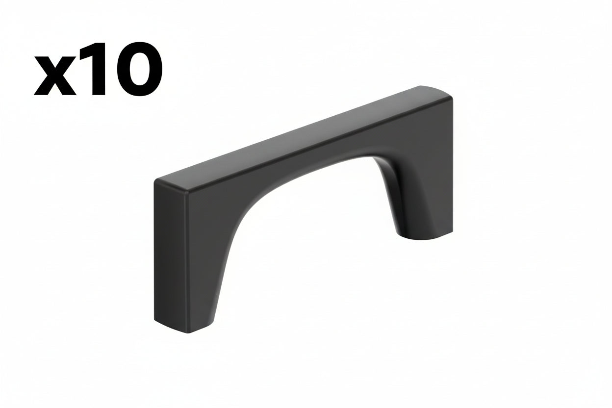 10 x Amerock Merced 3 Inch (76mm) Center-to-Center Matte Black Cabinet Pull