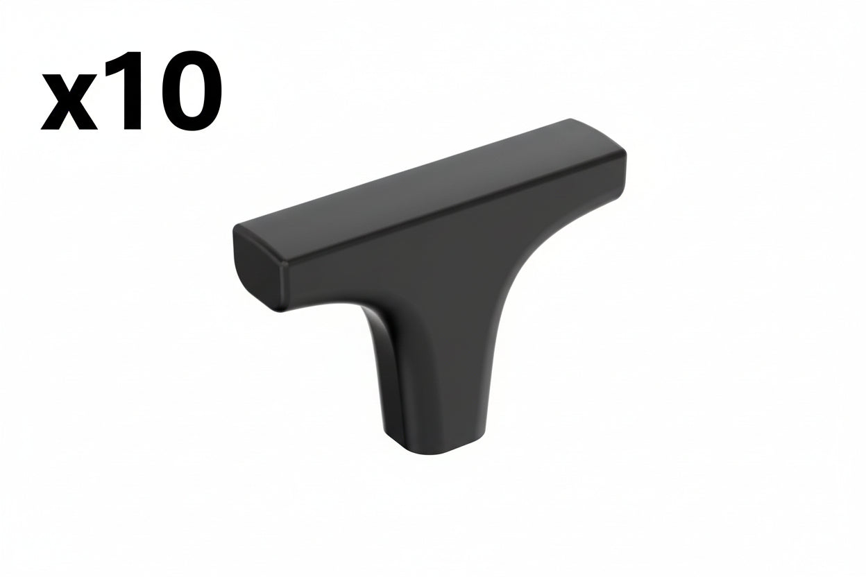 10 x Merced 2 in. (51mm) Length Matte Black Modern Bar Cabinet Knob