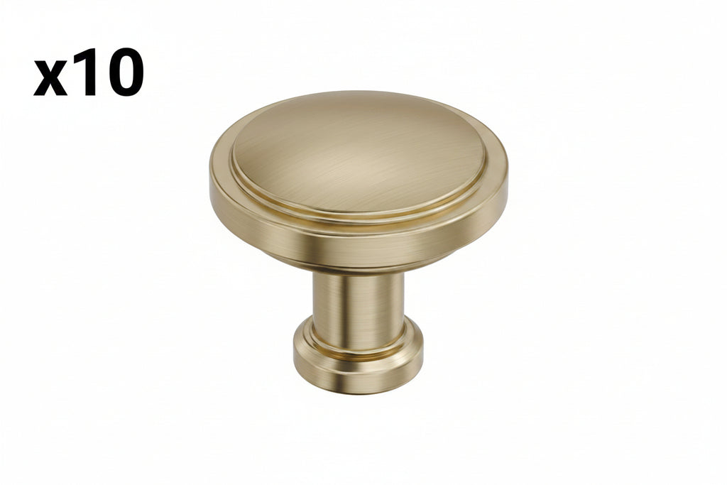 10 x Amerock Faircrest 1-1/4 Inch (32mm) Diameter Golden Champagne Cabinet Knob