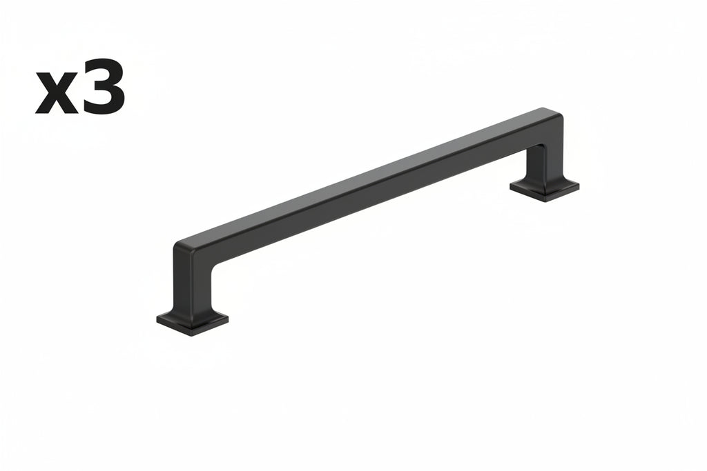 3 x Amerock Lintel 7-9/16 Inch (192mm) Center-to-Center Matte Black Cabinet Pull