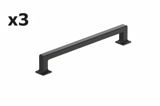 3 x Amerock Lintel 7-9/16 Inch (192mm) Center-to-Center Matte Black Cabinet Pull
