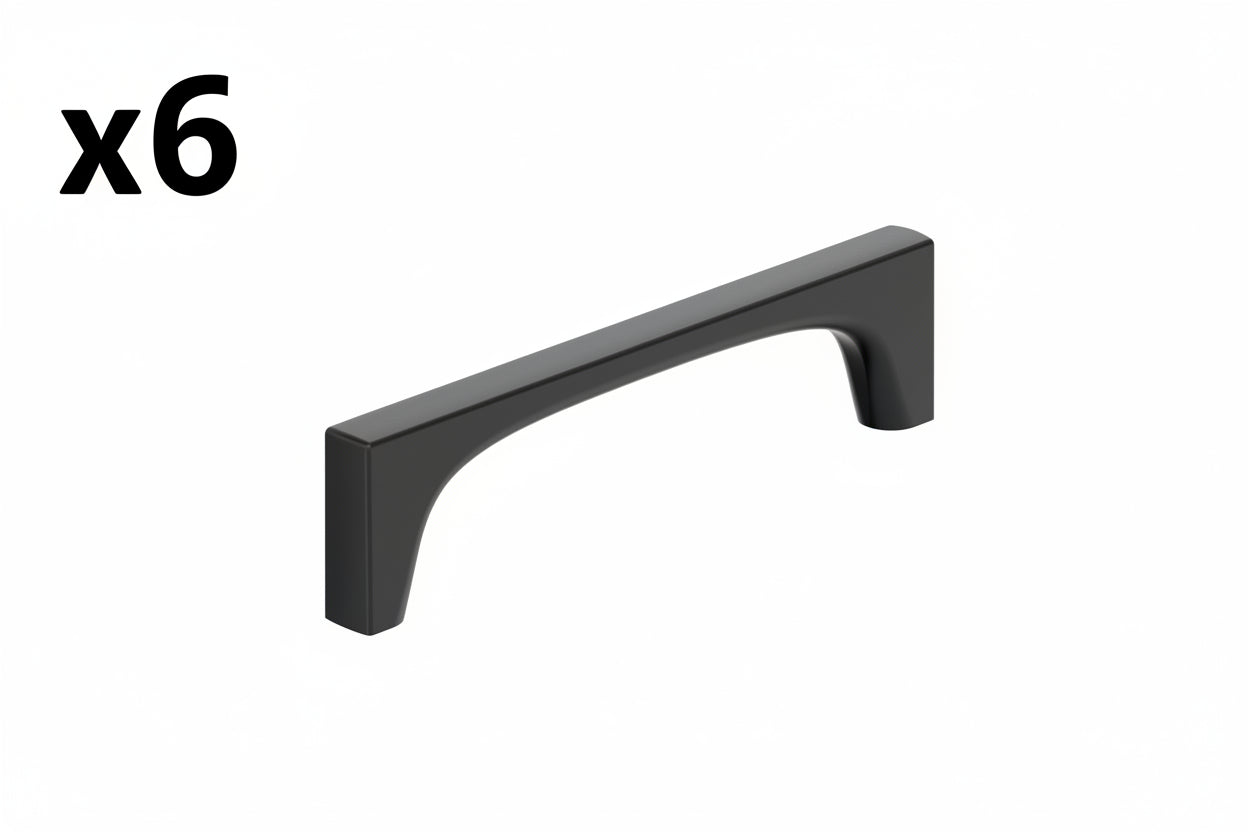 6 x Amerock Merced 5-1/16 Inch (128mm) Center-to-Center Matte Black Cabinet Pull