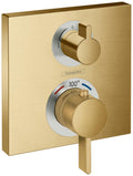 hansgrohe Ecostat Square -Handle -inch Wide Thermostatic Shower Valve Trim in Brushed Gold Optic, 15714251