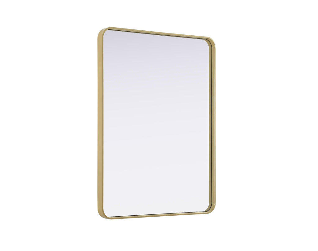 Elegant Decor Contour Metal Rectangle Mirror 30X40 Brass