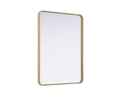 Elegant Decor Contour Metal Rectangle Mirror 30X40 Brass