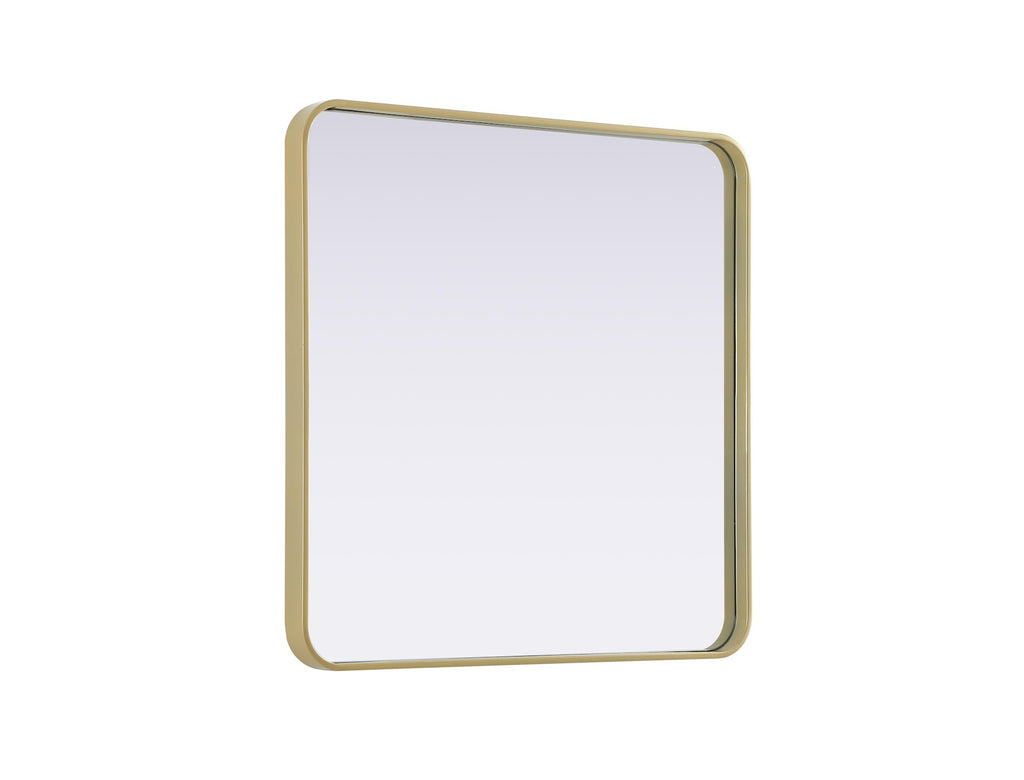 Elegant Decor Contour Metal Square Mirror 30X30 Brass