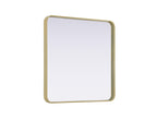 Elegant Decor Contour Metal Square Mirror 30X30 Brass