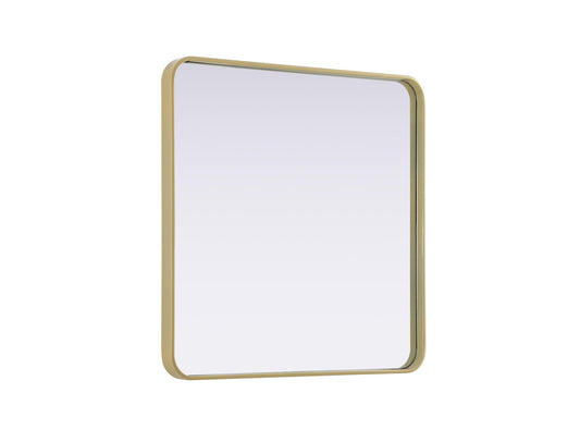 Elegant Decor Contour Metal Square Mirror 30X30 Brass