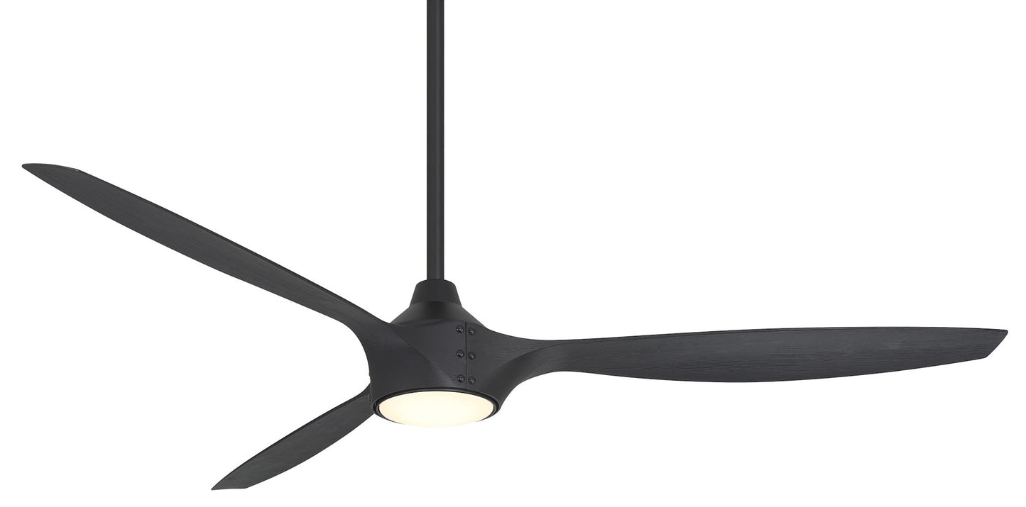 MINKA-AIRE F762L-CL/SSB Pierce 65" 3-Blade LED Smart Ceiling Fan - Coal and Shou Sugi Ban Finish Blades with Etched Lens