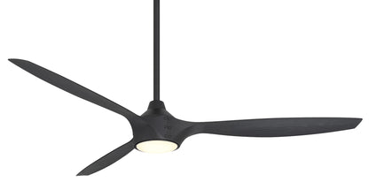 MINKA-AIRE F762L-CL/SSB Pierce 65" 3-Blade LED Smart Ceiling Fan - Coal and Shou Sugi Ban Finish Blades with Etched Lens