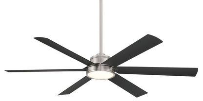MINKA-AIRE F897L-BNW/CL Cairo 65" 6-Blade LED Smart Indoor/Outdoor Ceiling Fan - Brushed Nickel Wet and Coal Finish Blades with Matte Lens