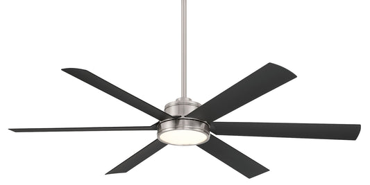 MINKA-AIRE F897L-BNW/CL Cairo 65" 6-Blade LED Smart Indoor/Outdoor Ceiling Fan - Brushed Nickel Wet and Coal Finish Blades with Matte Lens