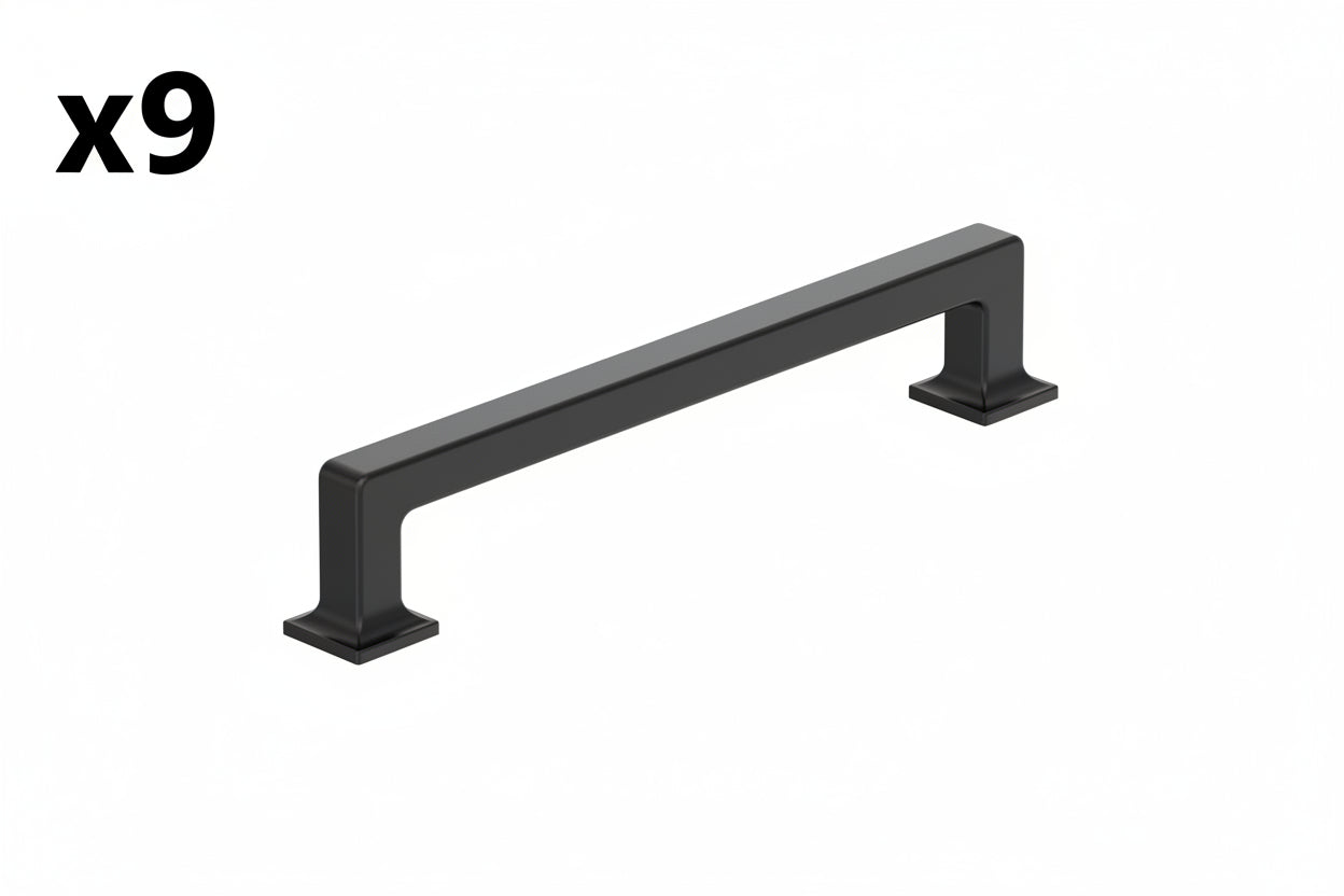 9 x Amerock Lintel 6-5/16 Inch (160mm) Center-to-Center Matte Black Cabinet Pull