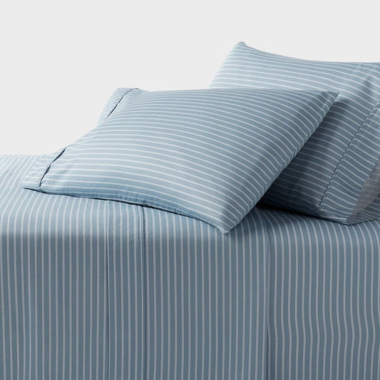 Twin/Twin XL 400 Thread Count Performance Sheet Set Blue Stripe - Threshold