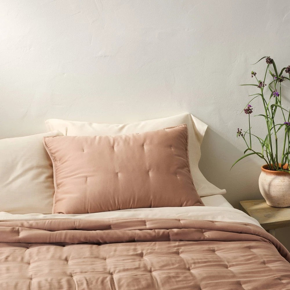 King Rayon from Bamboo Quilt Pillow Sham Light Adobe Clay - Casaluna - *Bedding