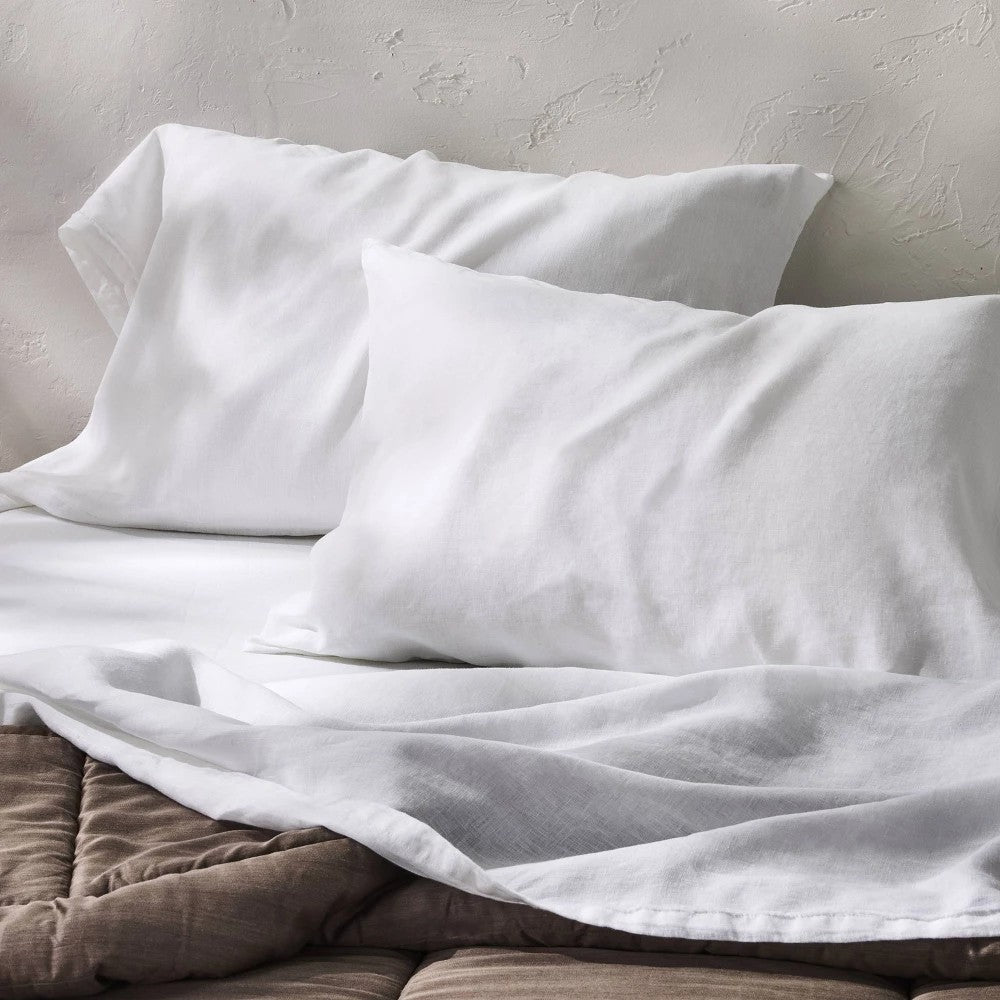 Standard 100% Linen Pillowcases White - Casaluna - *Bedding