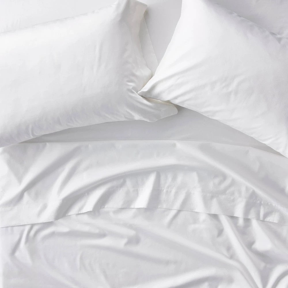 King 600 Thread Count Sateen Sheet Set White - Casaluna