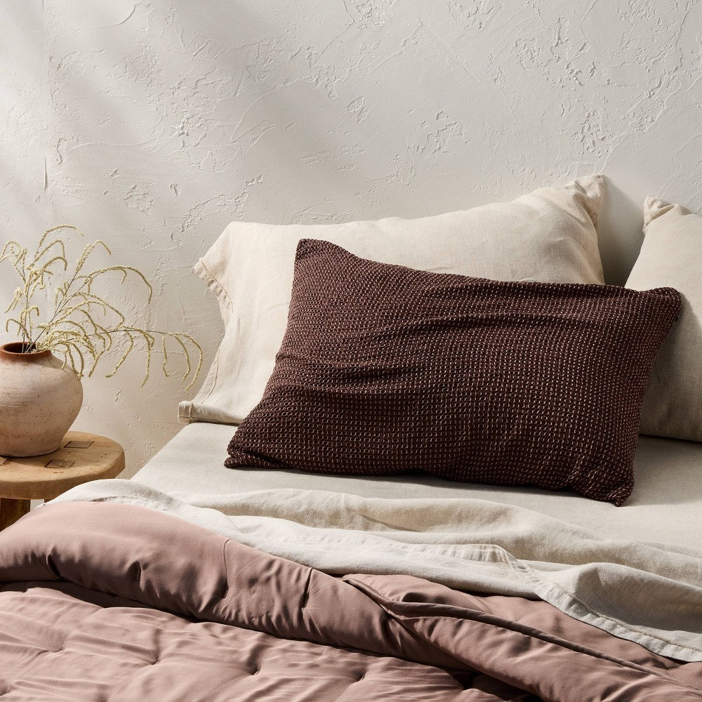King Textured Waffle Pillow Sham Dark Fig - Casaluna - *Bedding