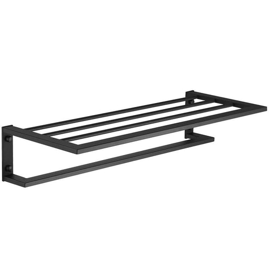 BWE 24 in. Bathroom Towel Rack for Bathroom Bathroom Towel Holder with 2 Towel Bars Wall Mount Holder in Matte Black
