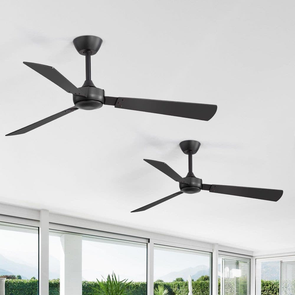 Mahail 52 in. 2-Packs Indoor/Covered Outdoor 6-Speed Black Ceiling Fan with Remote Included for Bedroom or Living Room