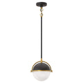 Briignite Modern Black Gold 1-Light Pendant Light with Milky Glass Sphere, E26 Base