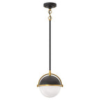 Briignite Modern Black Gold 1-Light Pendant Light with Milky Glass Sphere, E26 Base
