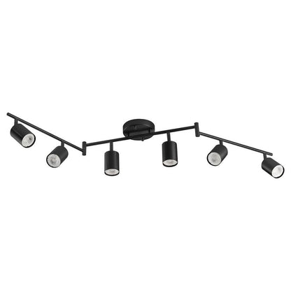 6-Light 4 Ft. Matte Black Ceiling Mounted Hardwired Track Lighting Kit with Adjustable Heads and 6-Bulbs Included