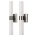 YANSUN 18 in. 2-Light Modern Brushed Nickel and White Double Tube Wall Sconce for Bathroom, Bedroom, or Hallway