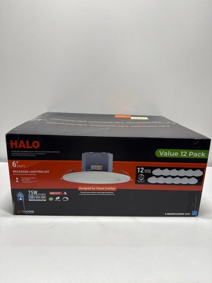HALO CJB 6 inch 5CCT Canless Recessed Integrated LED Downlight with Attached JBOX 12 Pack