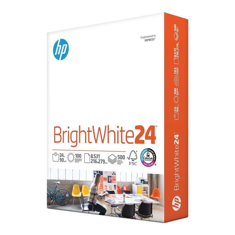 HP Papers | 8.5 x 11 Paper | BrightWhite 24 lb |1 Ream
