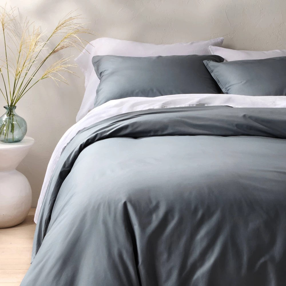 King Cotton Percale Duvet Set Mineral Blue - Casaluna - *Bedding
