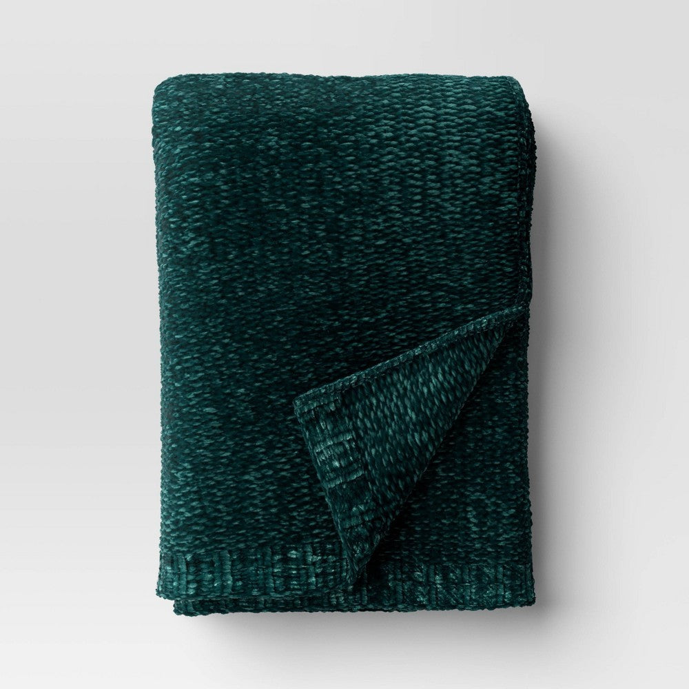 Shine Chenille Throw Blanket Teal Green - Threshold - *Bedding