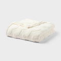 Full/Queen Wavy Jacquard Plush Blanket White - Room Essentials™ - *Bedding