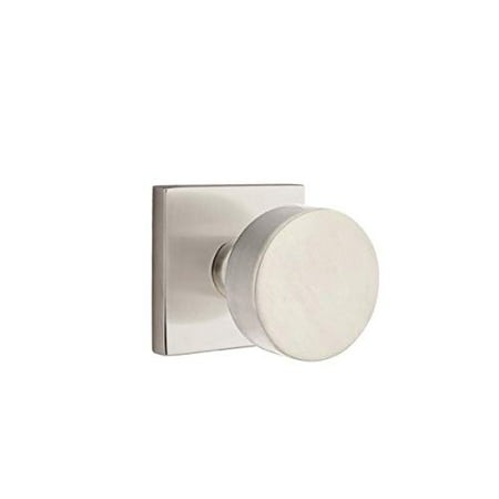 EMTEK Square Rosette Privacy Set with Matching Finish Round Knob 5210ROUUS15 - Satin Nickel (US15)