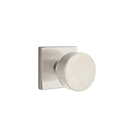 EMTEK Square Rosette Privacy Set with Matching Finish Round Knob 5210ROUUS15 - Satin Nickel (US15)