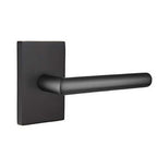 EMTEK Modern Rectangular Rosette Privacy Set with Matching Finish Stuttgart Lever - 5212STURHUS19 - Right Handed (RH) - Flat Black (US19)