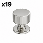 19 x Amerock BP37652 Ballard 1-1/8 Inch Fluted Mushroom Cabinet Knob Polished Nickel