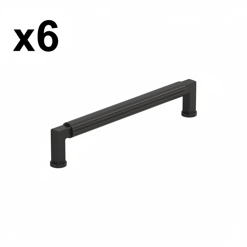 6 x Amerock BP37645 Ballard 6-5/16 Inch Center to Center Fluted Handle Cabinet Pull Matte Black