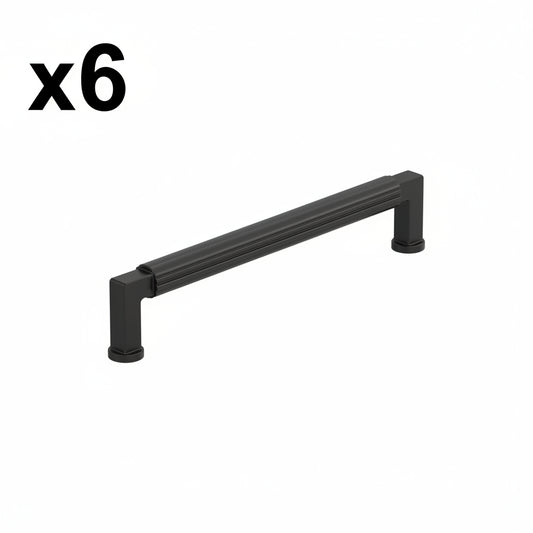 6 x Amerock BP37645 Ballard 6-5/16 Inch Center to Center Fluted Handle Cabinet Pull Matte Black