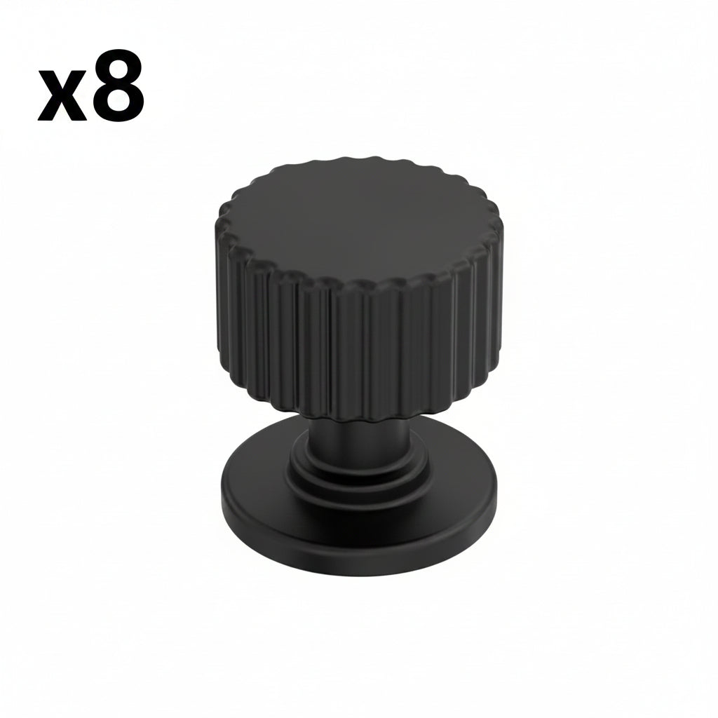 8 x Amerock BP37652 Ballard 1-1/8 Inch Fluted Mushroom Cabinet Knob Matte Black