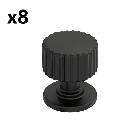 8 x Amerock BP37652 Ballard 1-1/8 Inch Fluted Mushroom Cabinet Knob Matte Black